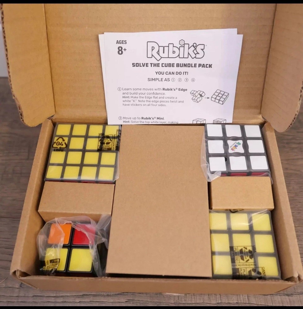 Hasbro Gaming Rubik's Solve The Cube Bundle 4 Pack Edge Mini Cube Master set !
