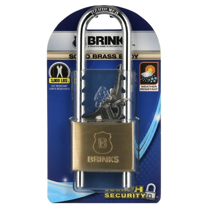 Brinks, Solid Brass 50mm Keyed Padlock with Adjustable Shackle
