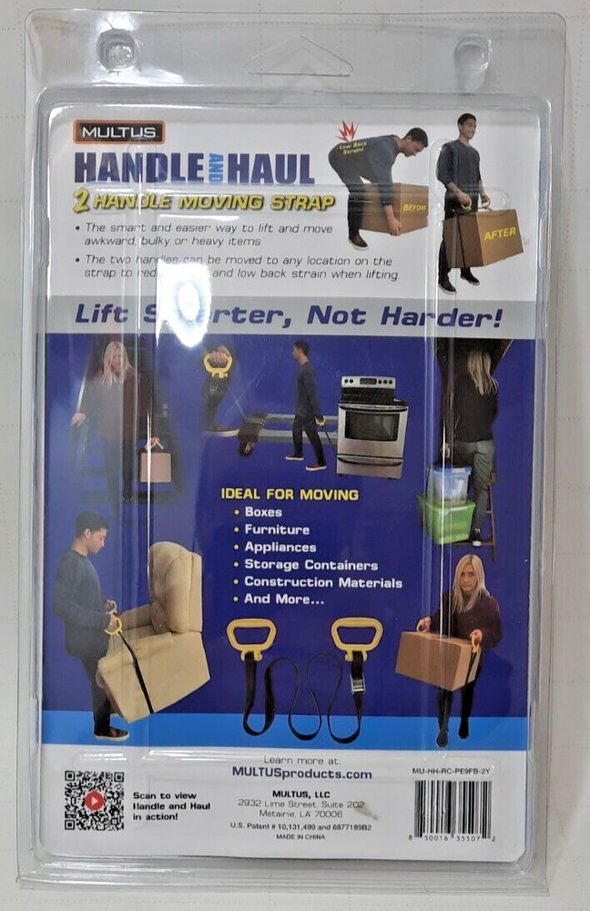NEW - MULTUS Handle and Haul, 2 Handle Moving Strap - 250 lb. Capacity