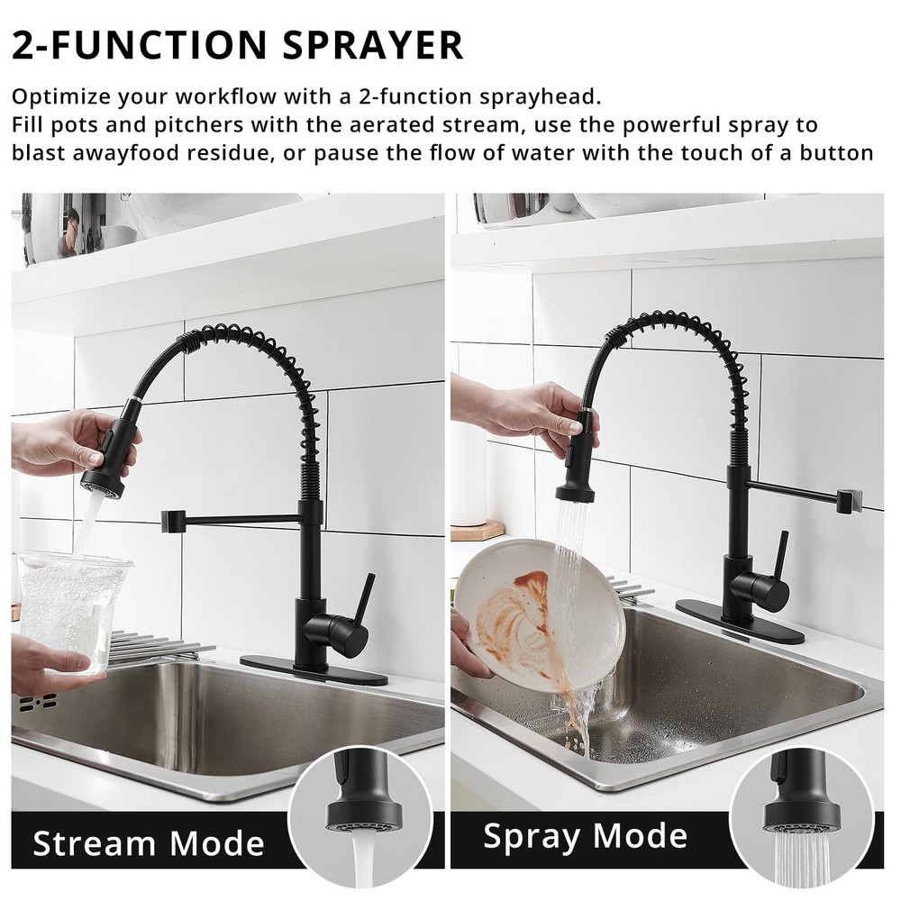 AIMADI Matte Black Pull Down Kitchen Faucet