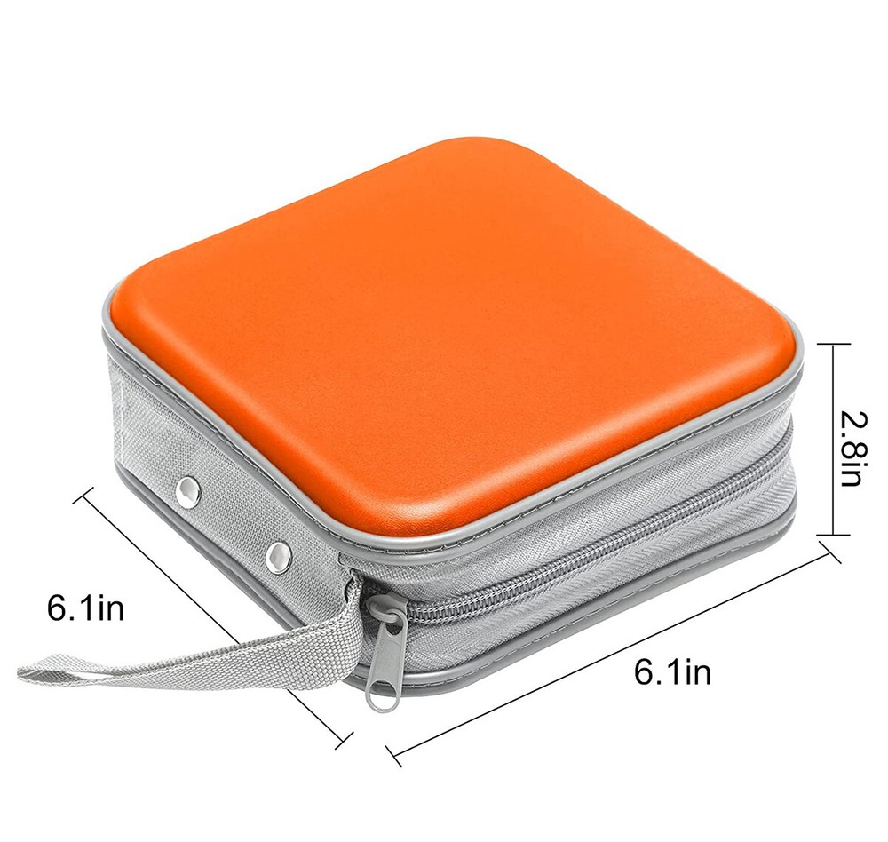 34 Disc CD/DVD Case Holders Wallet Hard Plastic Disc Cases Storage Binder Orange