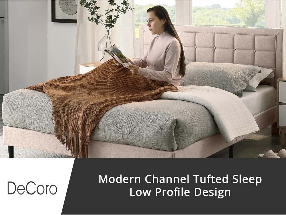 Mornington Upholstered 2.0 Platform Bed Button-Tufted Fabric Headboard & Metal