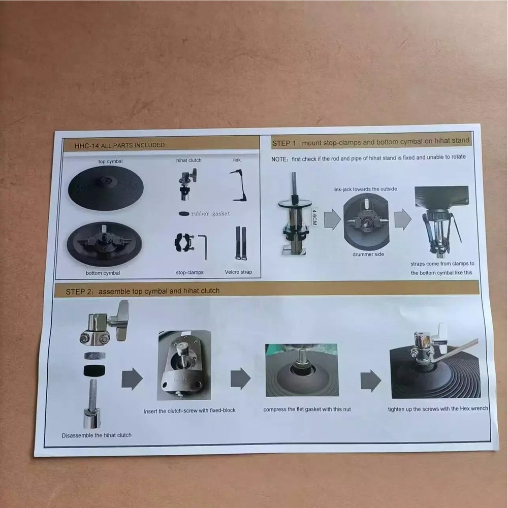 For Lemon Drum Cymbal 14" Double-piece Hihat with Controller.