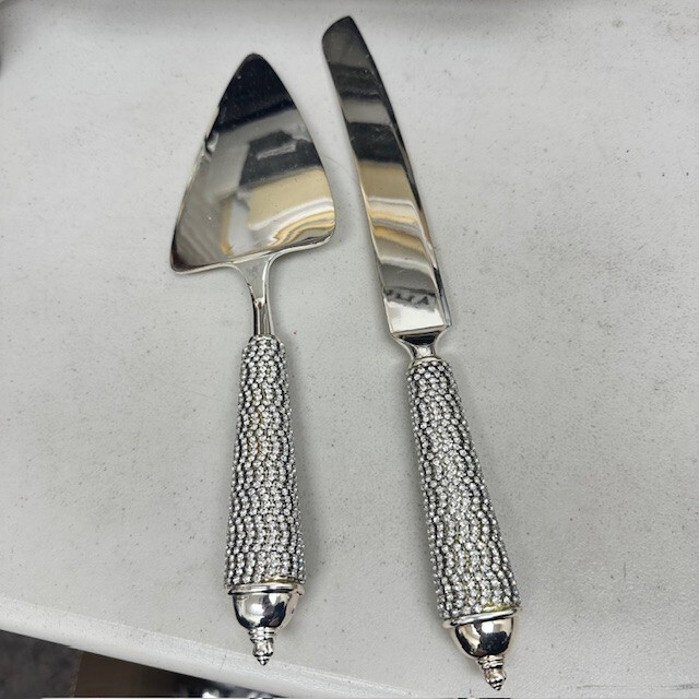 Imperfect Rhinestone Handle Wedding/Party Cake Knife Cutting Serving Set