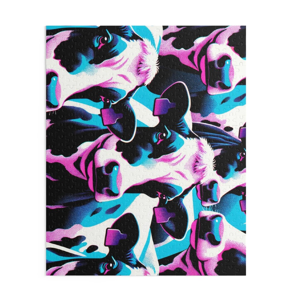 Puzzle 500-Piece Psychedelic Cow Pattern Art Farm