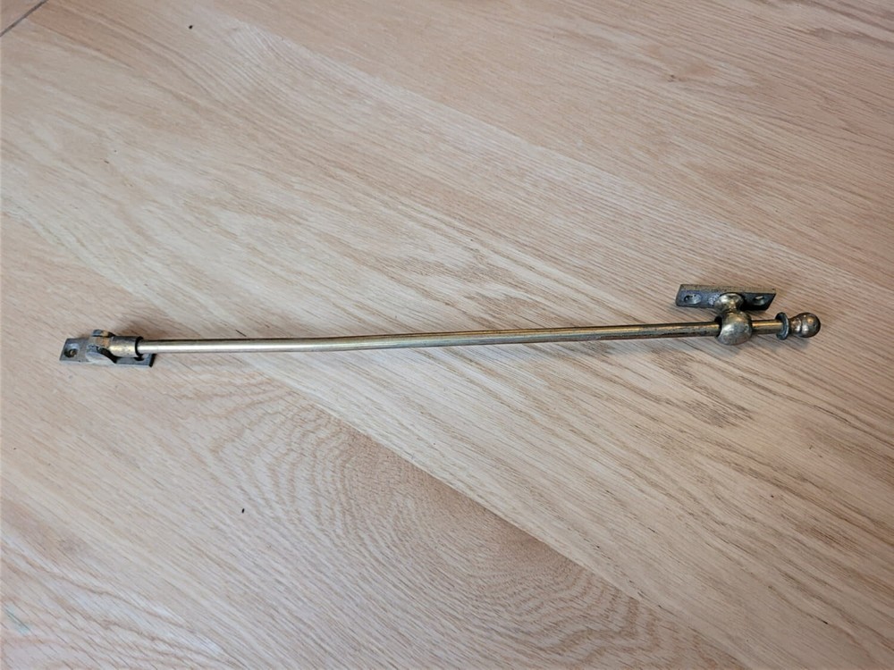 Antique Solid Brass Sliding Window Stay with Rounded Finial