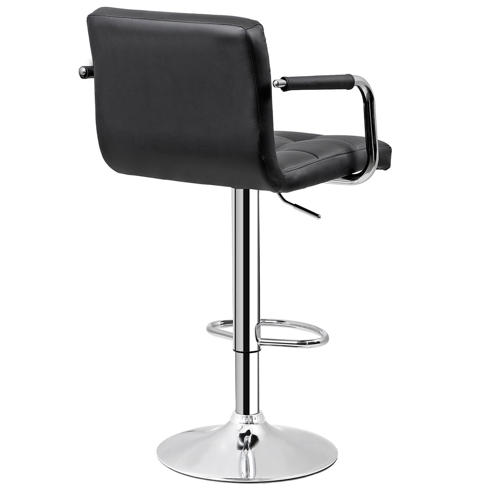 2PCS Adjustable Bar Stools PU Leather Modern Dinning Chair with Armrest Black
