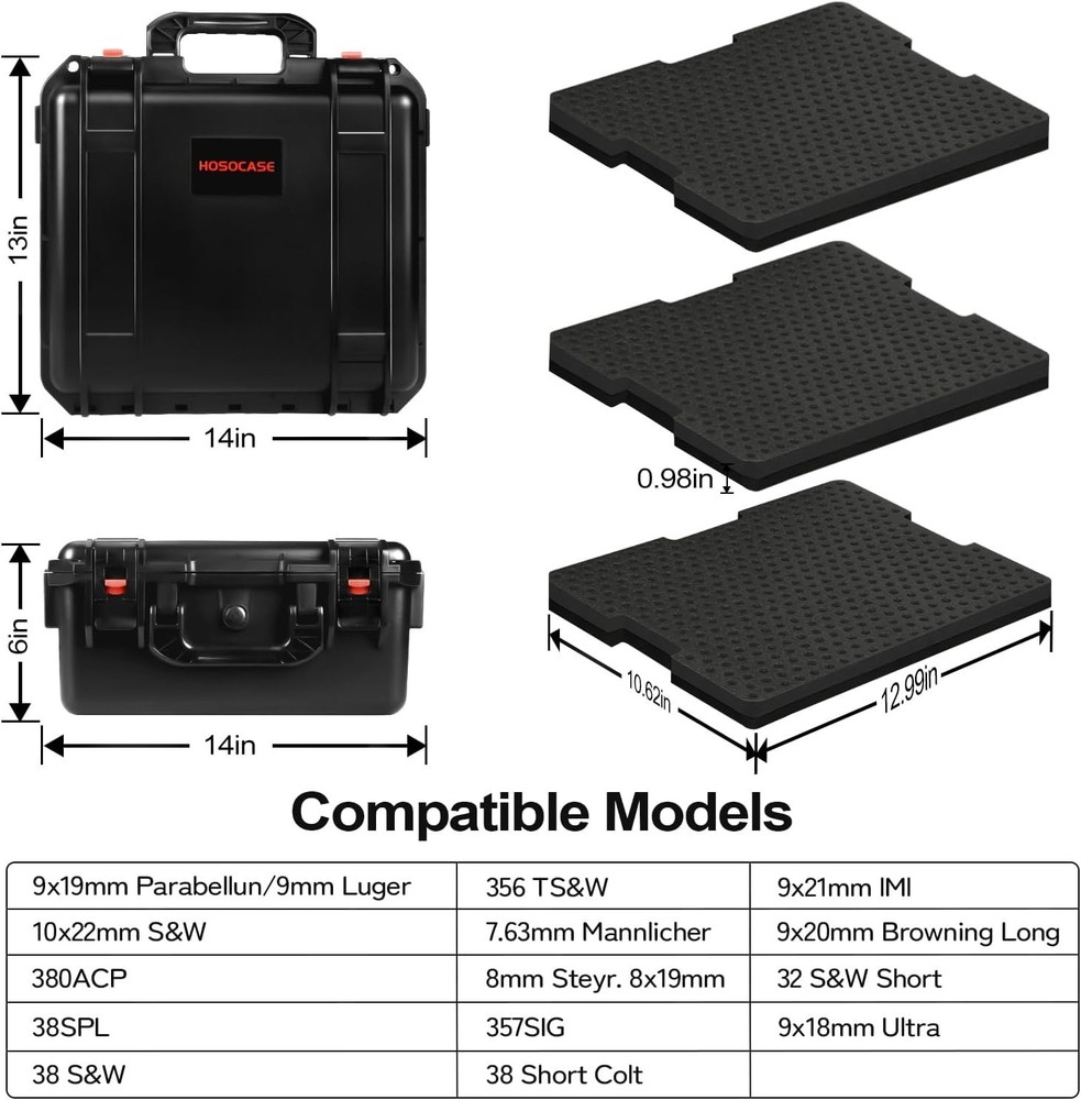 9mm Ammo Box Storage Case: Waterproof Ammo Case Organizer, Durable Ammunition Ca