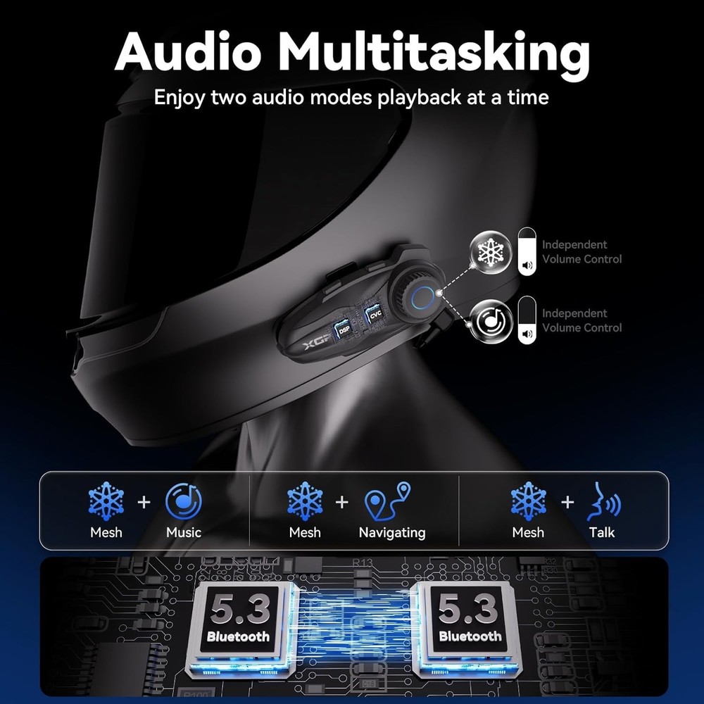 X10 10 Riders Group Mesh Motorcycle Intercom, 3000m Motorcycle Bluetooth Headset