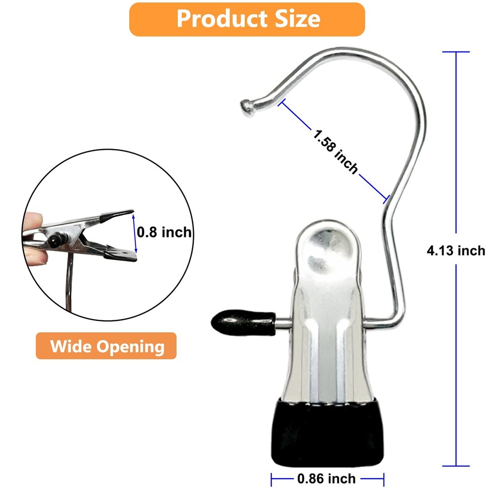 Boot Hangers for Closet, 12 Pack Hanging Hooks Laundry, 12 Pack, Black