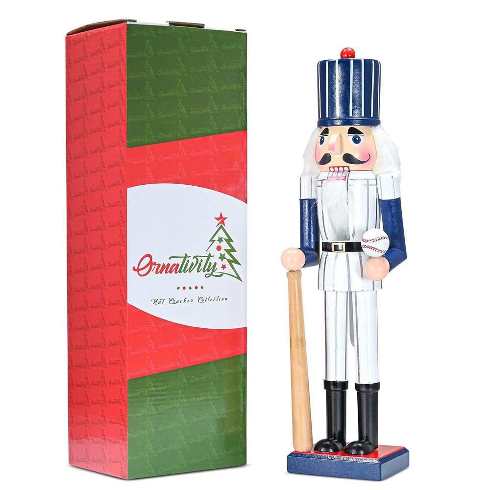Ornativity Christmas Baseball Player Nutcracker - Baseball Player with White ...