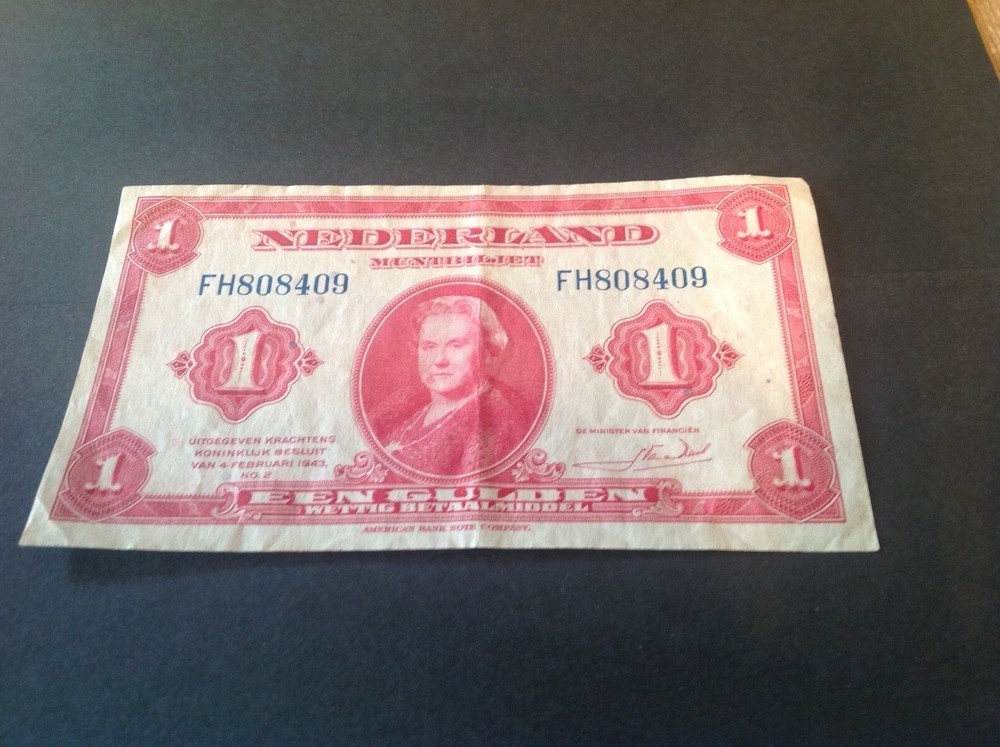 1 Netherlands Gulden banknote dated 4/2/43