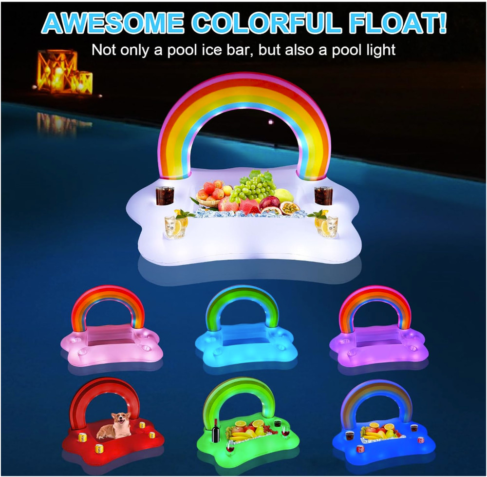 Inflatable Floating Drink Holder Pool Bar Float 4 Cup Holders Snack Tray Cloud