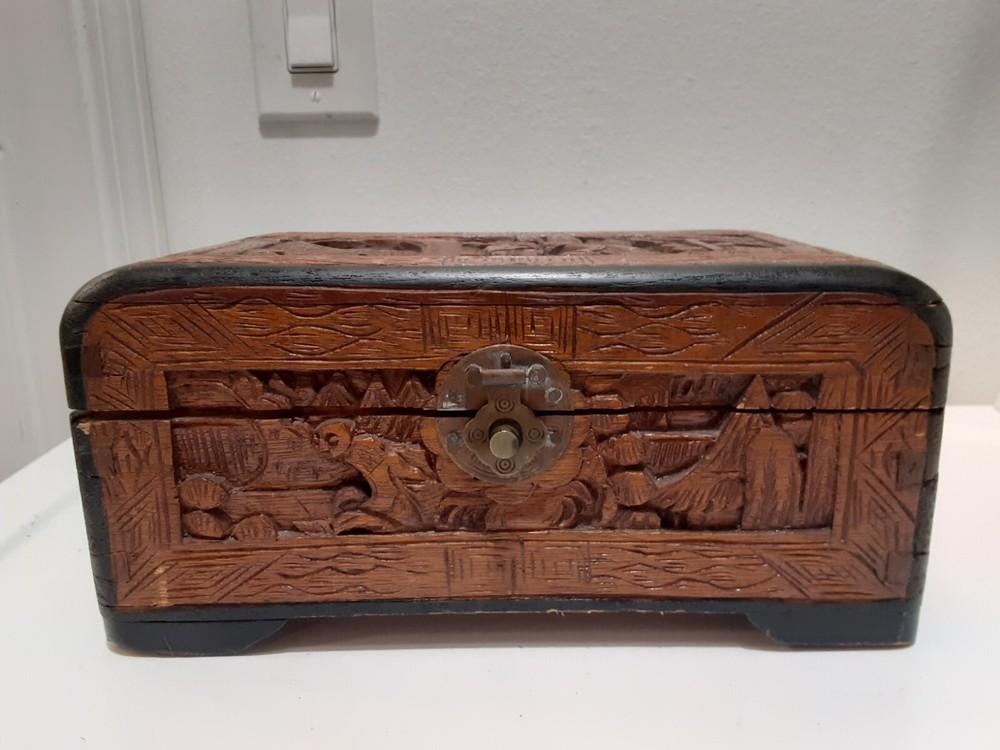 Vintage Small Hand Carved Chest