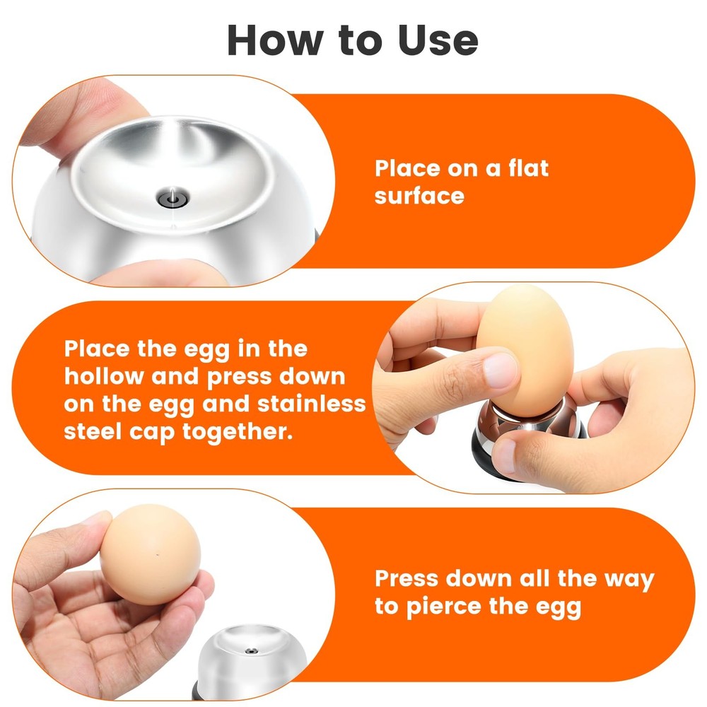 Egg Piercer for Boiling Baking, Stainless Steel Egg Puncher with Spring-Load...