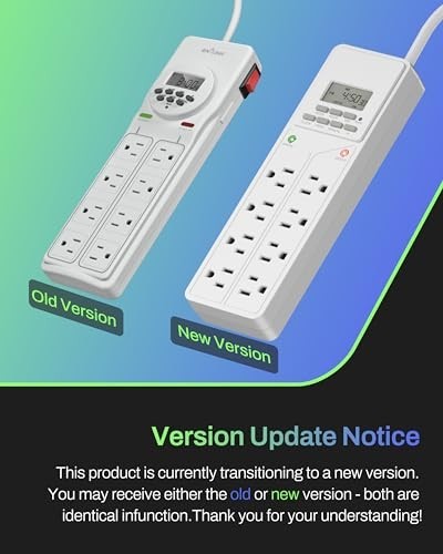 8 Outlet Surge Protector with 7-Day Digital Timer, 4 Timed & 4 Always On, White