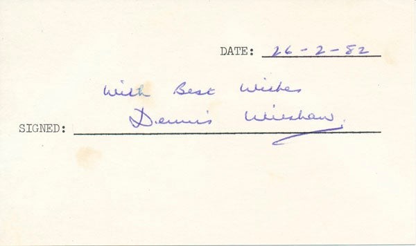 Dennis WILSHAW / Signature Signed