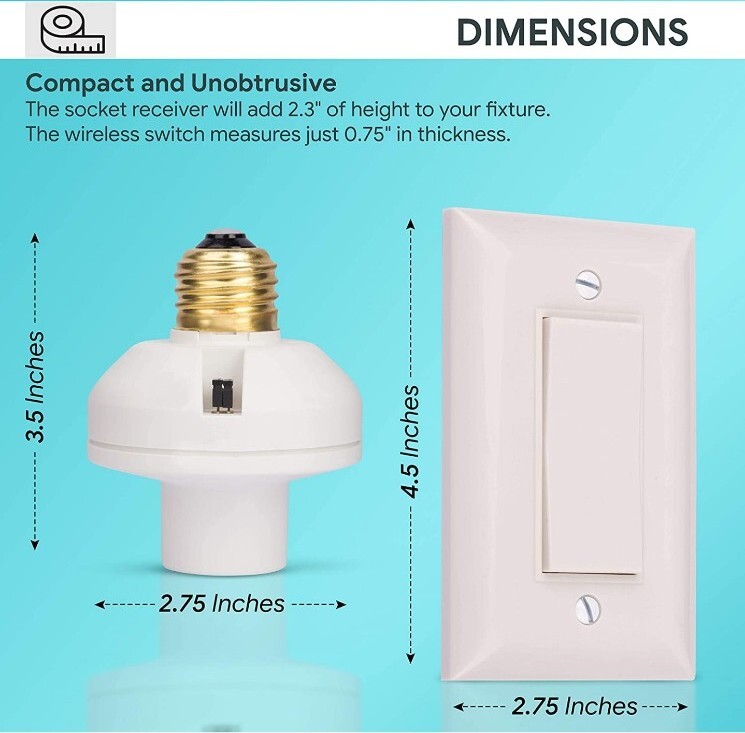EASY Wireless Remote Control Light Switch + Socket Cap Turns On & Off 4 Channels