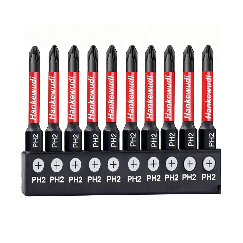 10 Pack Phillips Bits #2 impact Magnetic, Professional 2 Inch Phillips Head D...