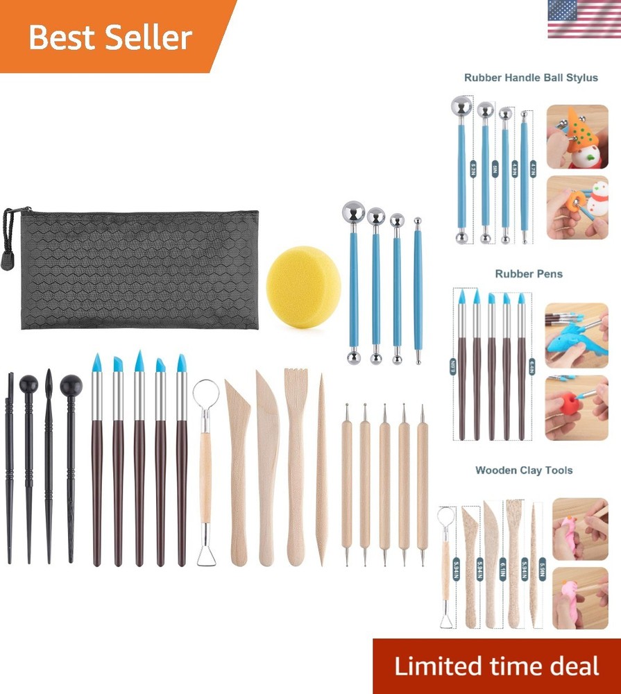 Clay Tools Kit, 25 PCS Ceramics Polymer Clay Sculpting Modeling Pottery Tools...