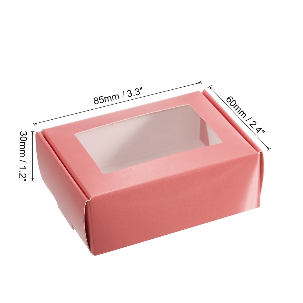 30 Pack 3.5"x2.5"x1" Paper Soap Box with Window Soap Boxes Rectangle Pink