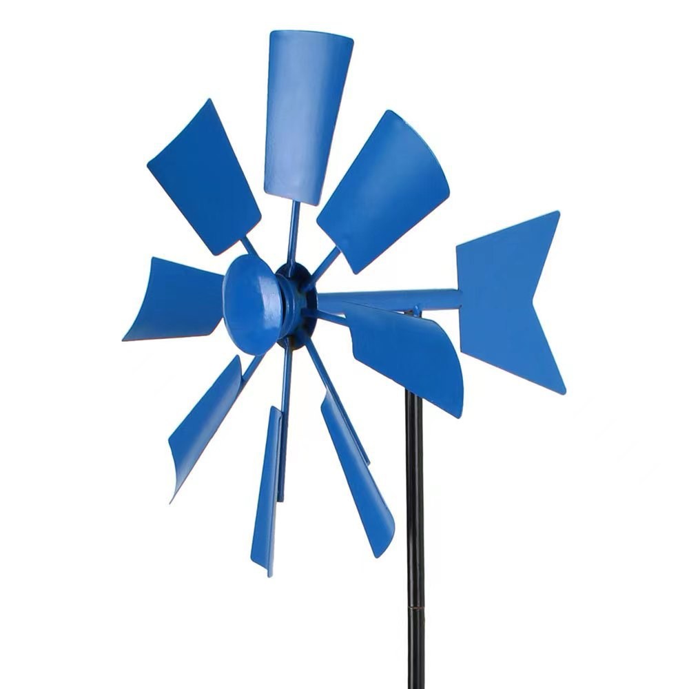 Rustic Multi-Color Windmill Stakes - Iron Rotating Garden Decor