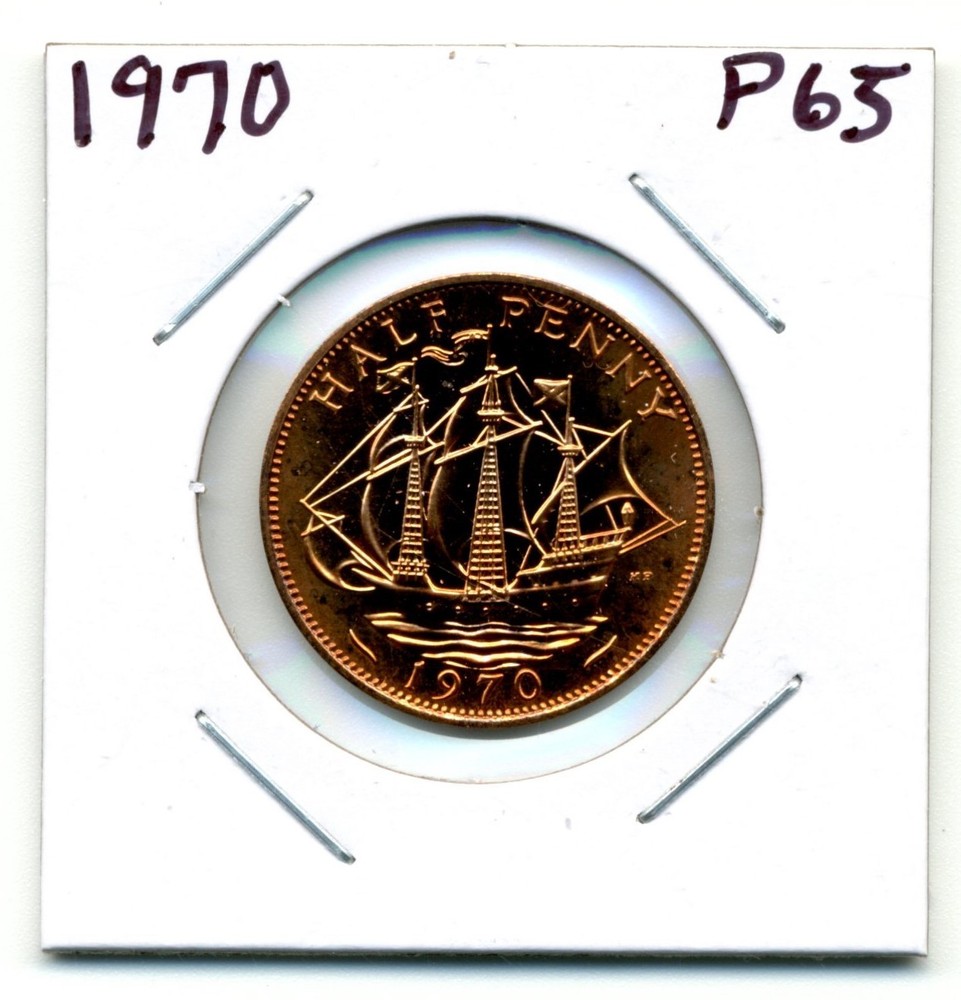 Great Britain. Half Penny. 1970 gem Proof mirror surfaces