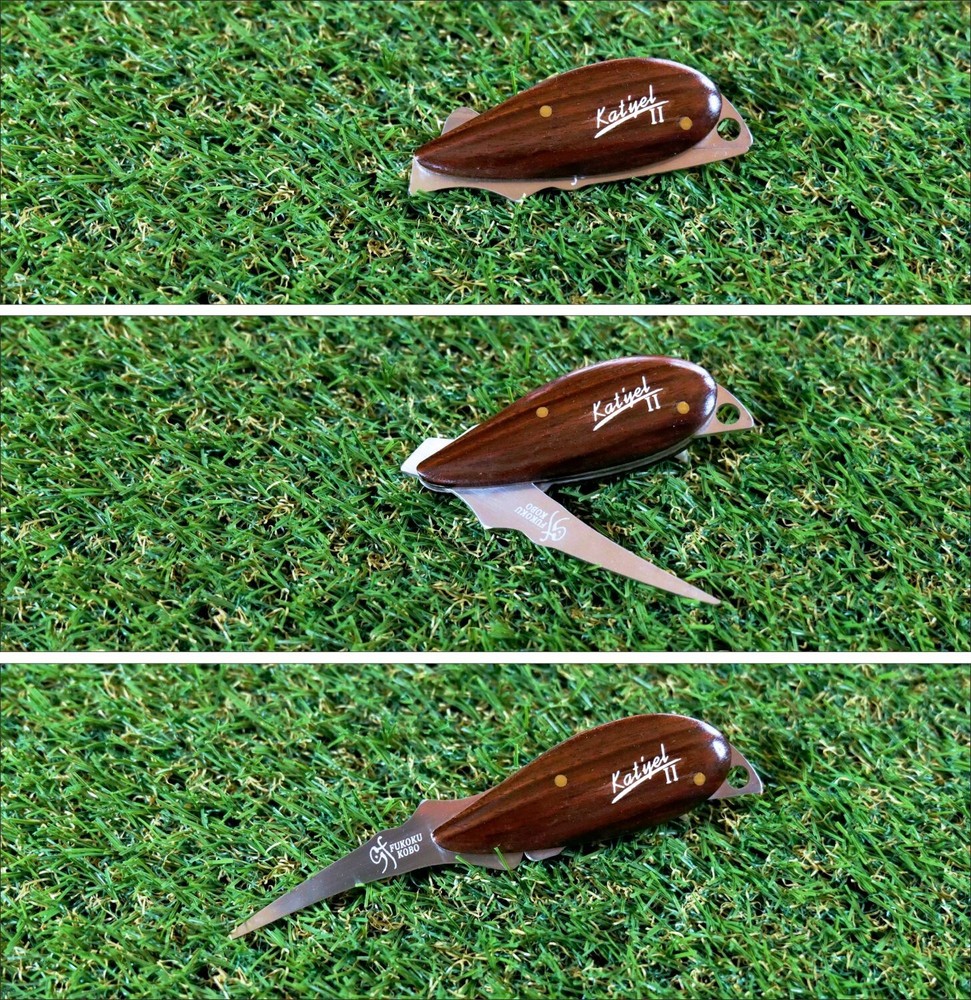 Kat'yel2 Ball mark repair tool , Divot tool , Ebony grip and Foldable