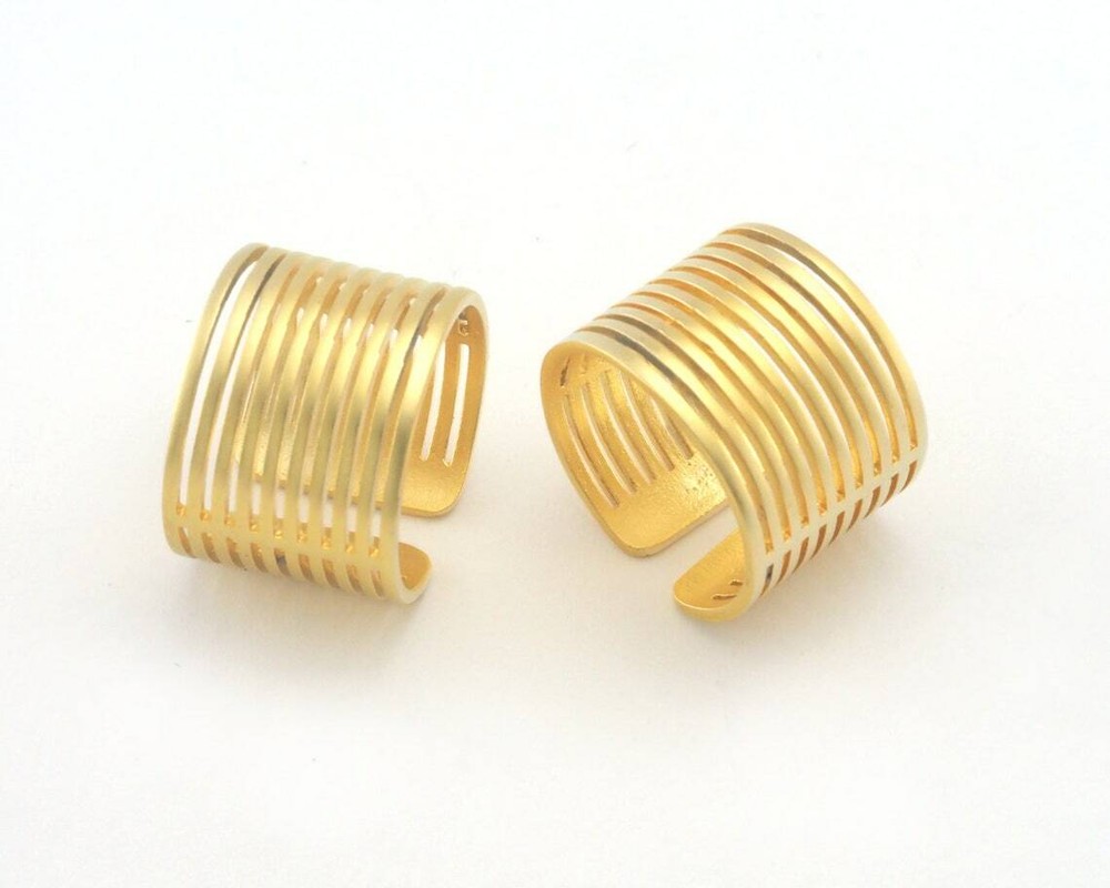 Statement ring lines Adjustable Ring Gold Plated Brass (6US 9.5US  size 4292