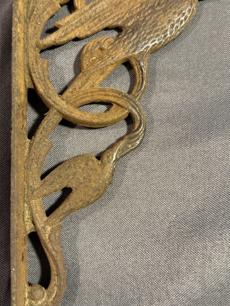 Antique Salvage Cast Iron Shelf Bracket w/ Bird & Vine