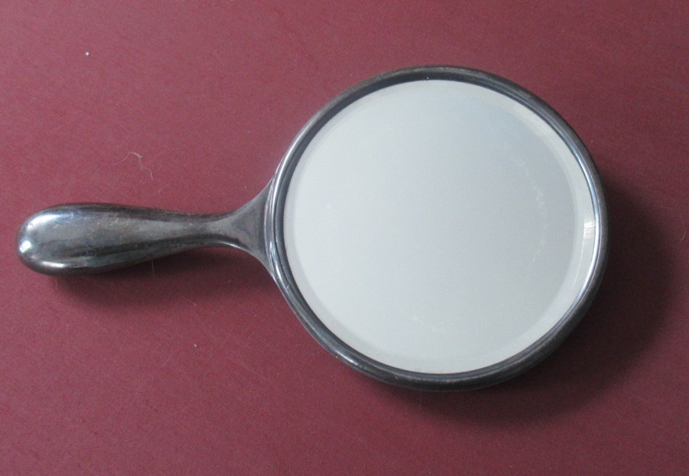 Vintage Silver Plated art nouveau Iris pattern Hand Mirror