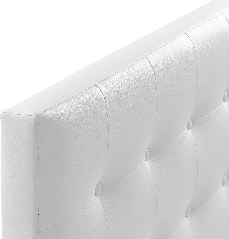 Modway Emily Tufted Button Faux Leather Upholstered Queen Headboard in White