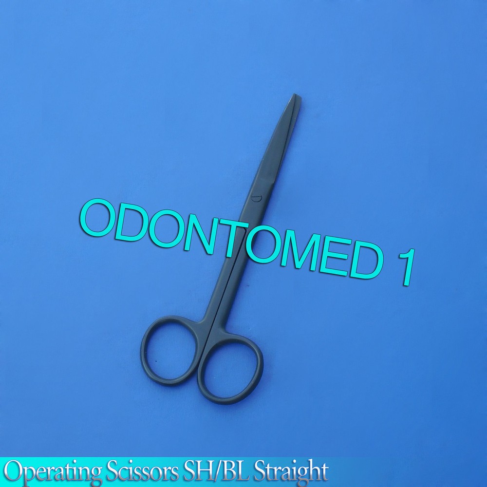 3 Operating Scissors Straight 4.5" Sharp/Blunt Black Coated Surgical Instruments