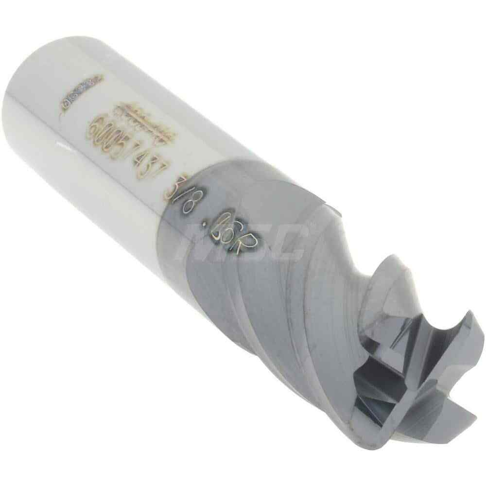 Accupro 3/8" Diam 4 Flute Single End Solid Carbide 0.06" Corner Radius End Mi...