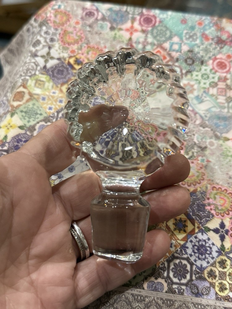 Large Clear Crystal Vintage Bottle Stopper, No Chips