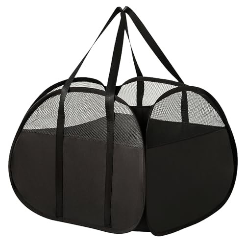 Collapsible Laundry Baskets, Tear Proof Pop Up Laundry Hamper with Square Black