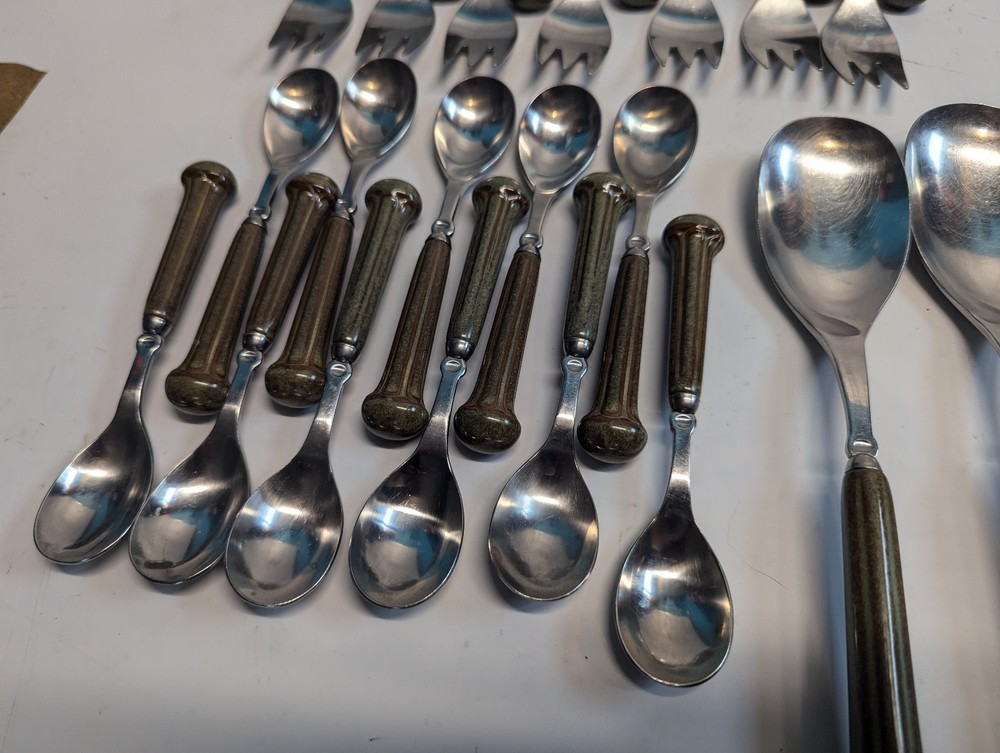 Vintage 52 Pc Denby Sherwood Green Silverware Set