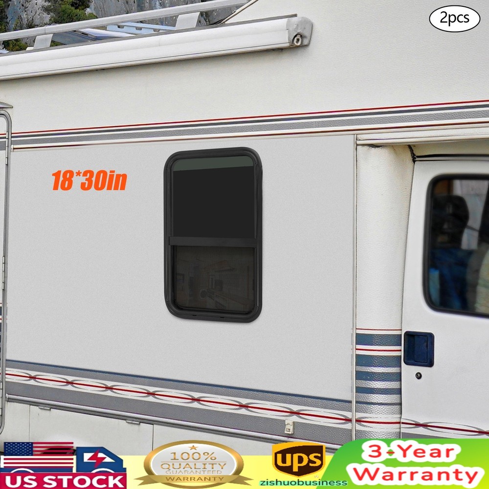 2 Pack 18" W x 30" H Vertical Window Sliding RV Window Clip-on Mounting