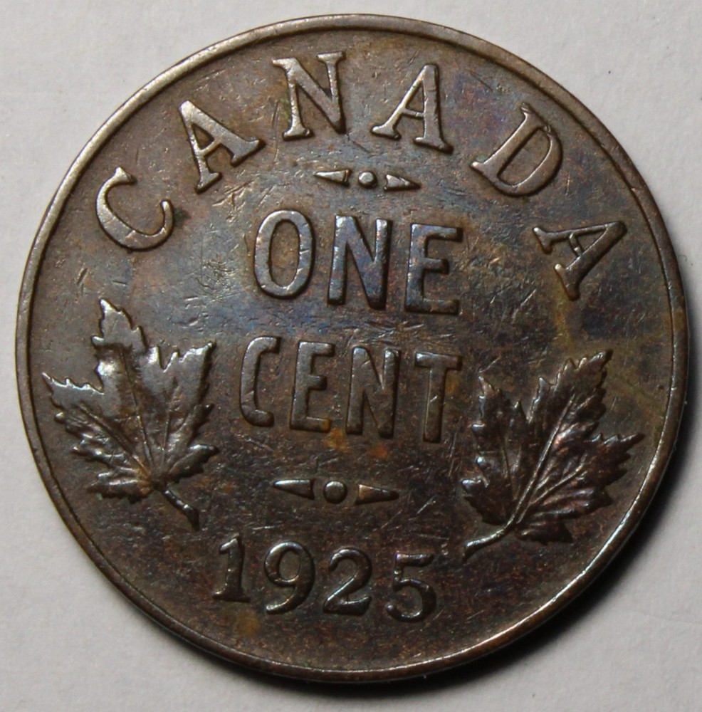 Canada 1925 Small Cent, Cleaned, Key Date KGV (C673)