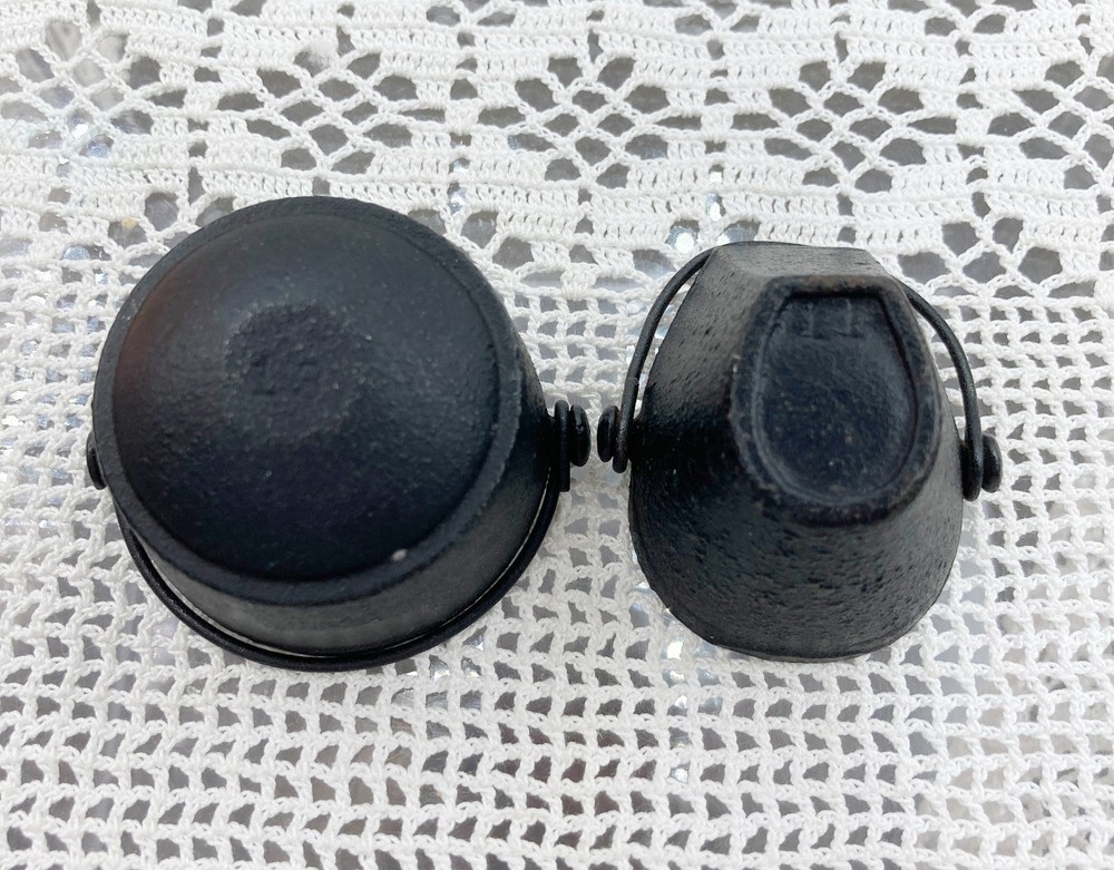 Salesman Samples 2 Different Cast Iron Handled Pots #11 and #13