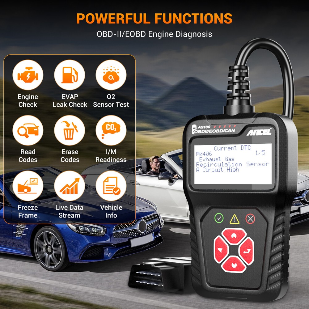 Automotive Code Reader Car OBD2 Diagnostic Scan Tool Check Engine Light Shut Off