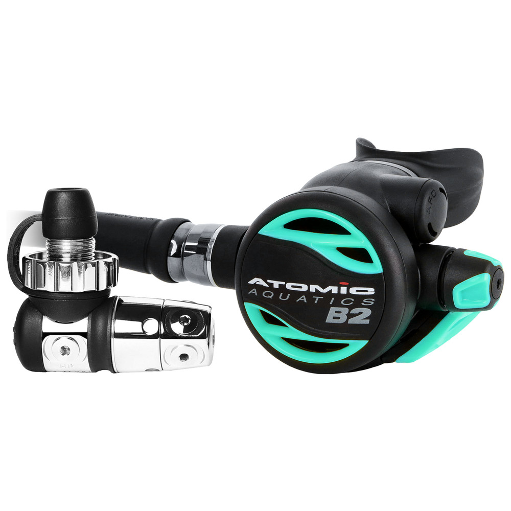 Atomic Aquatics B2 Regulator Din Sealed with SS1 Safe Second Stainless Aqua