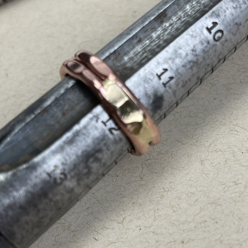Copper Ring Large, Unique Hand Brazed And Hammered Size 11 3/4
