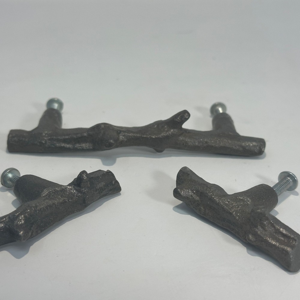 Vintage 3 Twig Cabinet Pulls aged bronze
