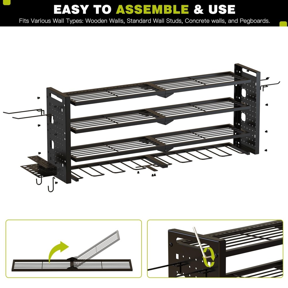 Power Tool Organizer Wall Mount,Cordless Drill Organizer,4 Layers Large Capac...
