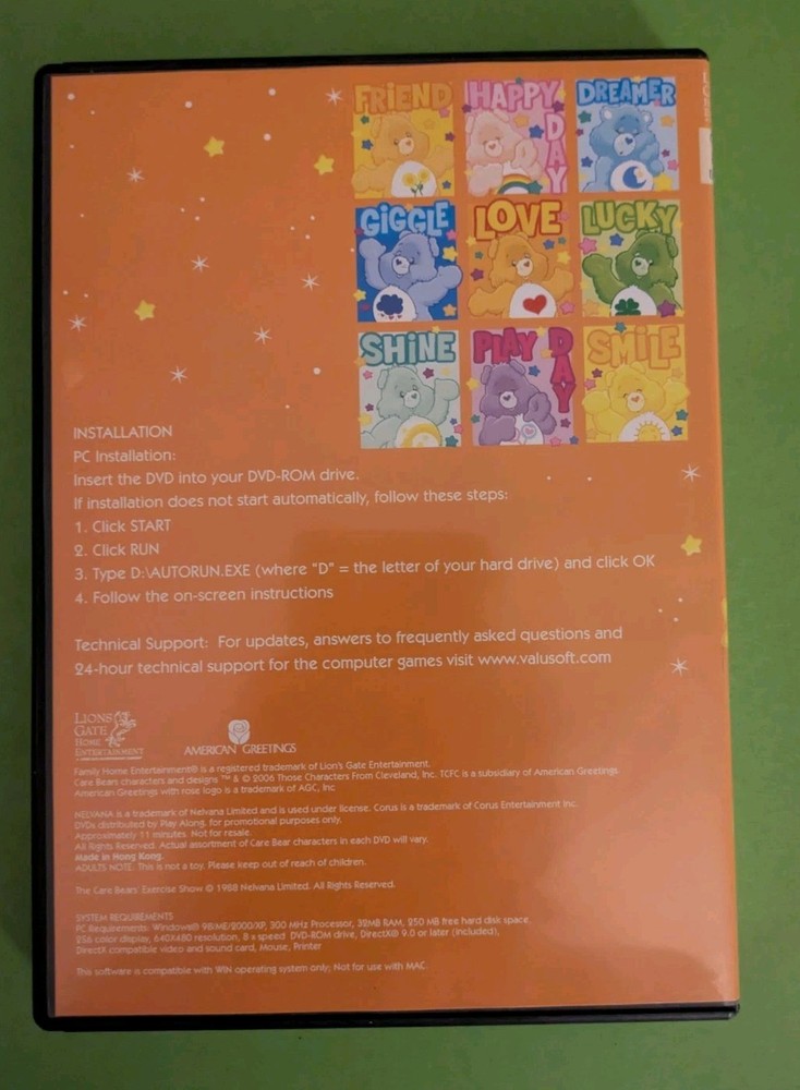 Care Bears DVD/ PC (3) Game Bundle (2006/2007), Vintage, VG Condition...