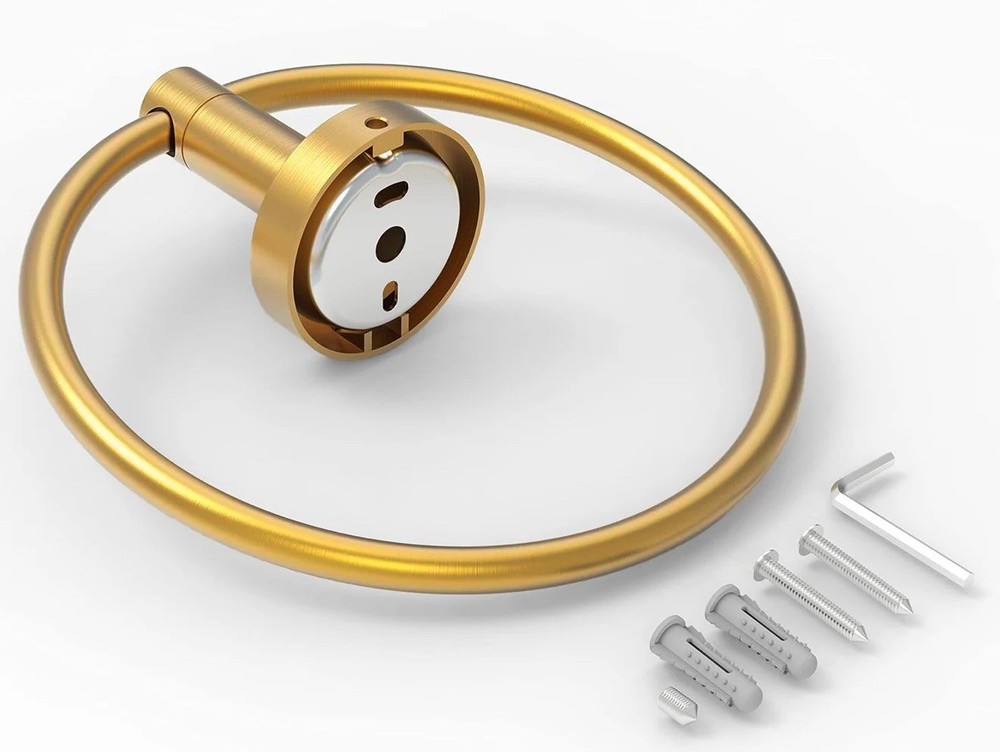 Unlacquered Solid Brass Towel Ring Hanger, Round Wall Mounted Towel Ring Holder
