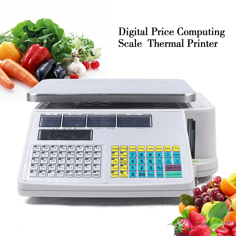 Commercial Digital Price Computing Scale with Label Barcode Printer 66 Lbs  110V