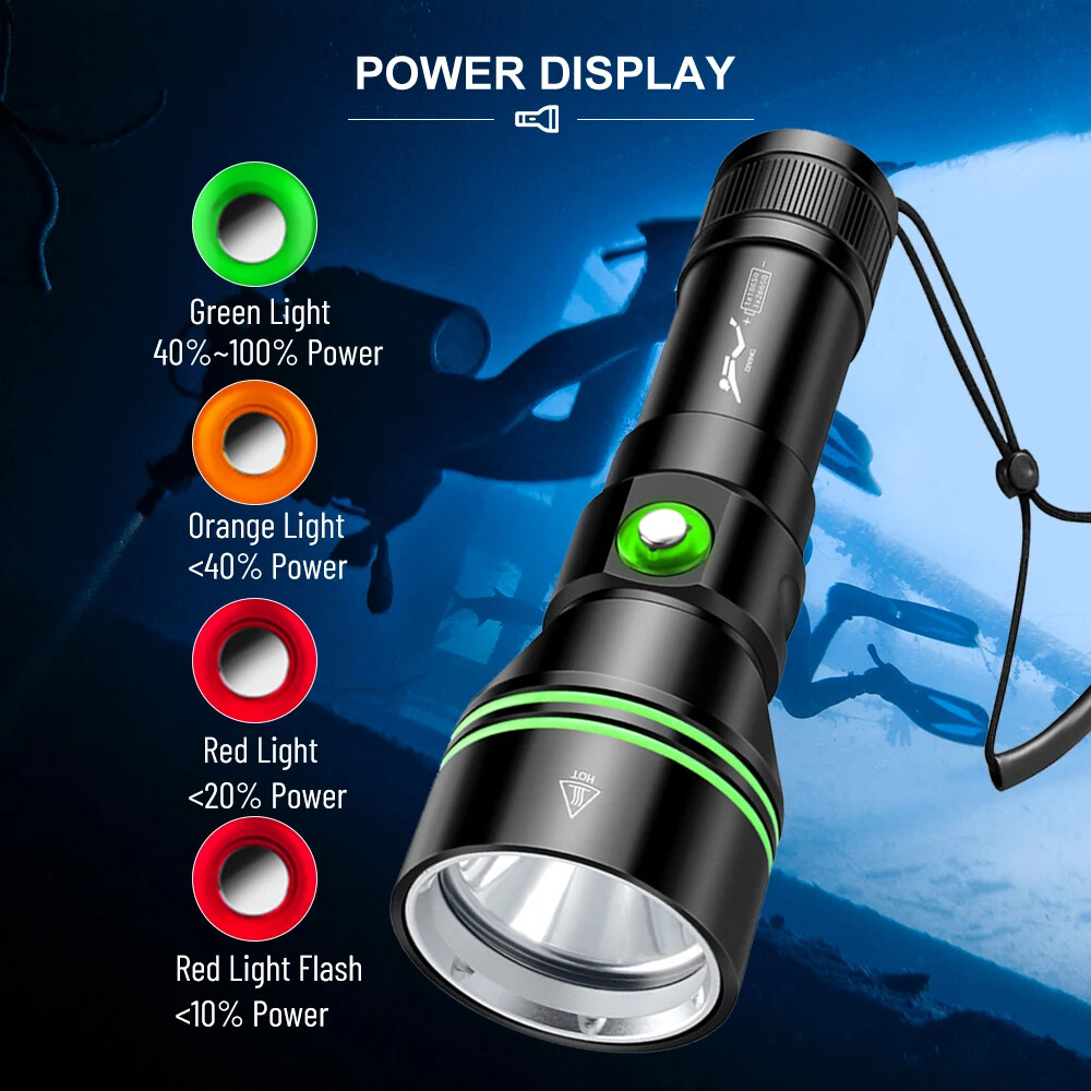350000LM LED Professional Scuba Diving Light Underwater Flashlight Dive Torch US