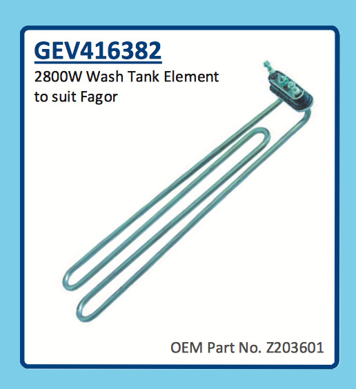 FAGOR DISHWASHER WASH TANK ELEMENT 2800W GEV416382 Z203601